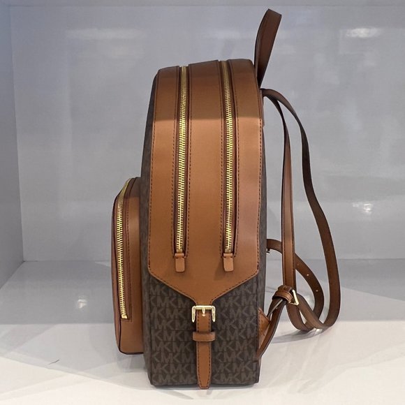 Michael Kors Jaycee Large Zip Pocket Front Backpack MK Signature Brown main image 4